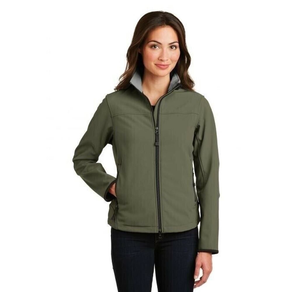 Port Authority Jacket Women’s Olive Green Full Zip PROMO LOGO Soft Shell Coat L